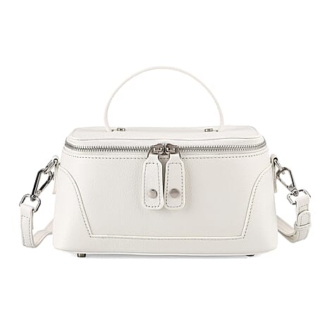 Milan Closeout- Full Grain 100% Genuine Leather Handbag -White