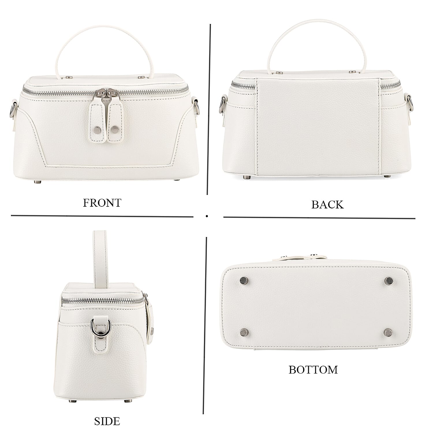 Milan Closeout- Full Grain 100% Genuine Leather Handbag -White