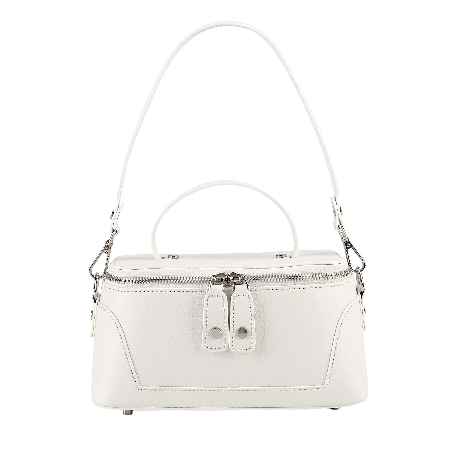 Milan Closeout- Full Grain 100% Genuine Leather Handbag -White