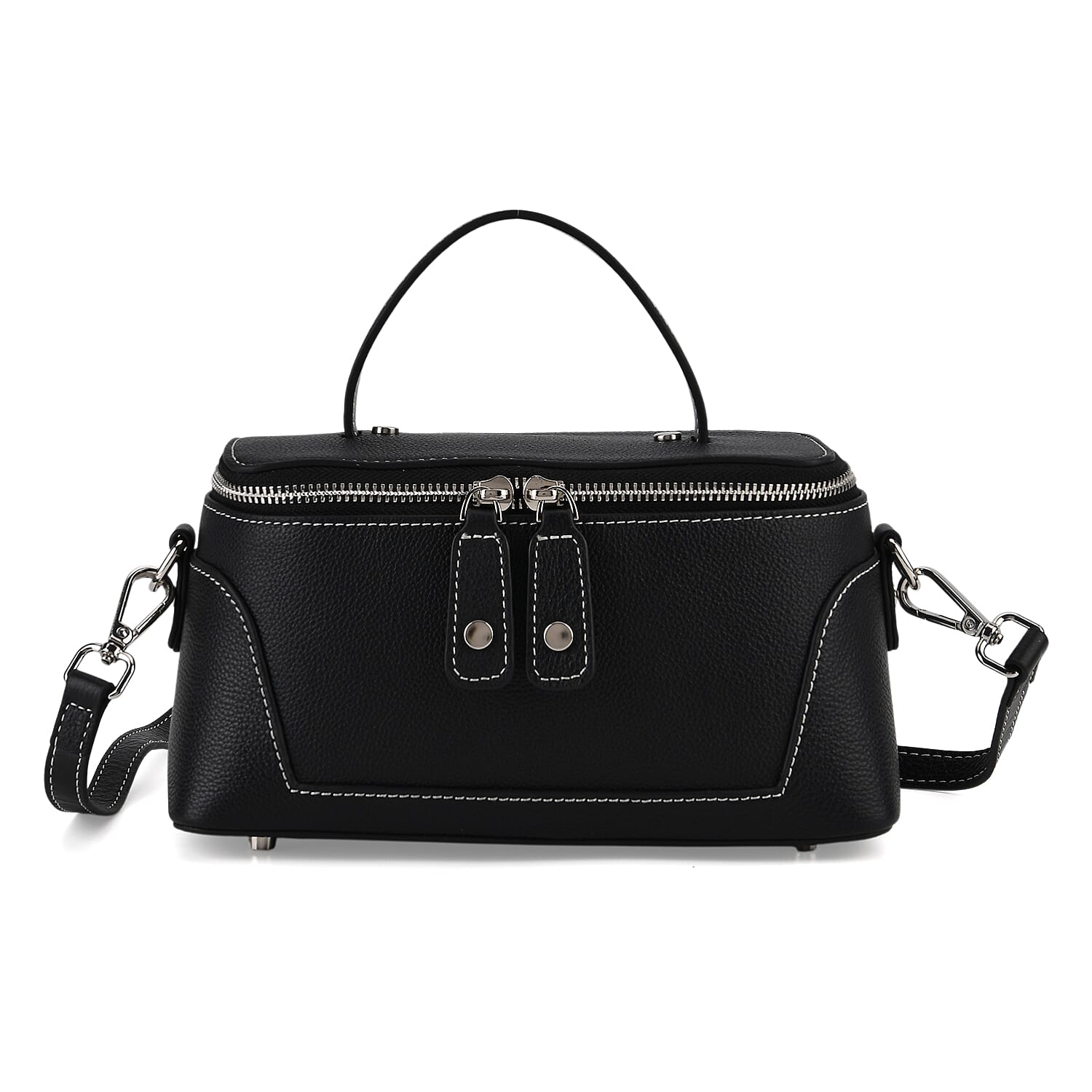 Milan Closeout- Full Grain 100% Genuine Leather Handbag -Black