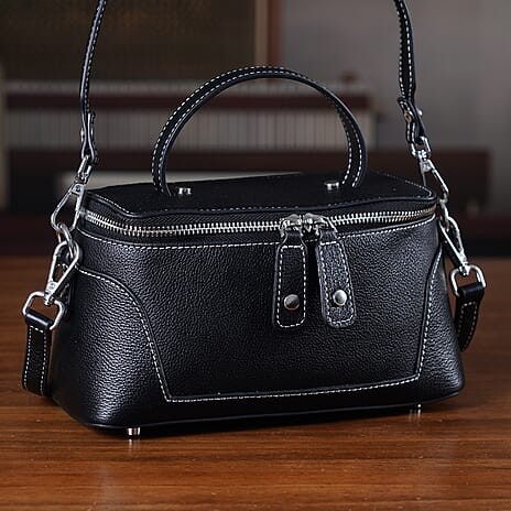 Mega Handbag Clearance Deal - Full Grain 100% Genuine Leather Handbag -Black