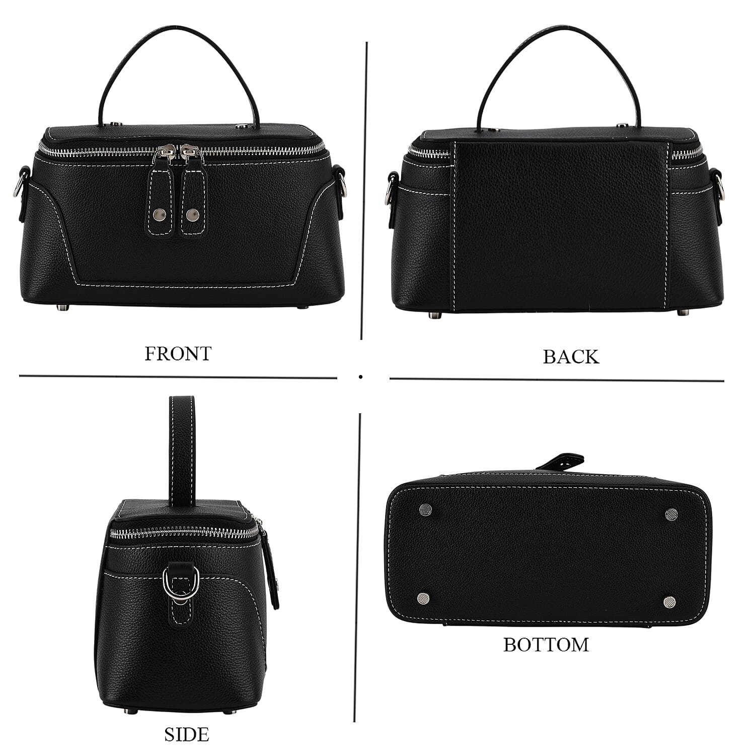 Milan Closeout- Full Grain 100% Genuine Leather Handbag -Black