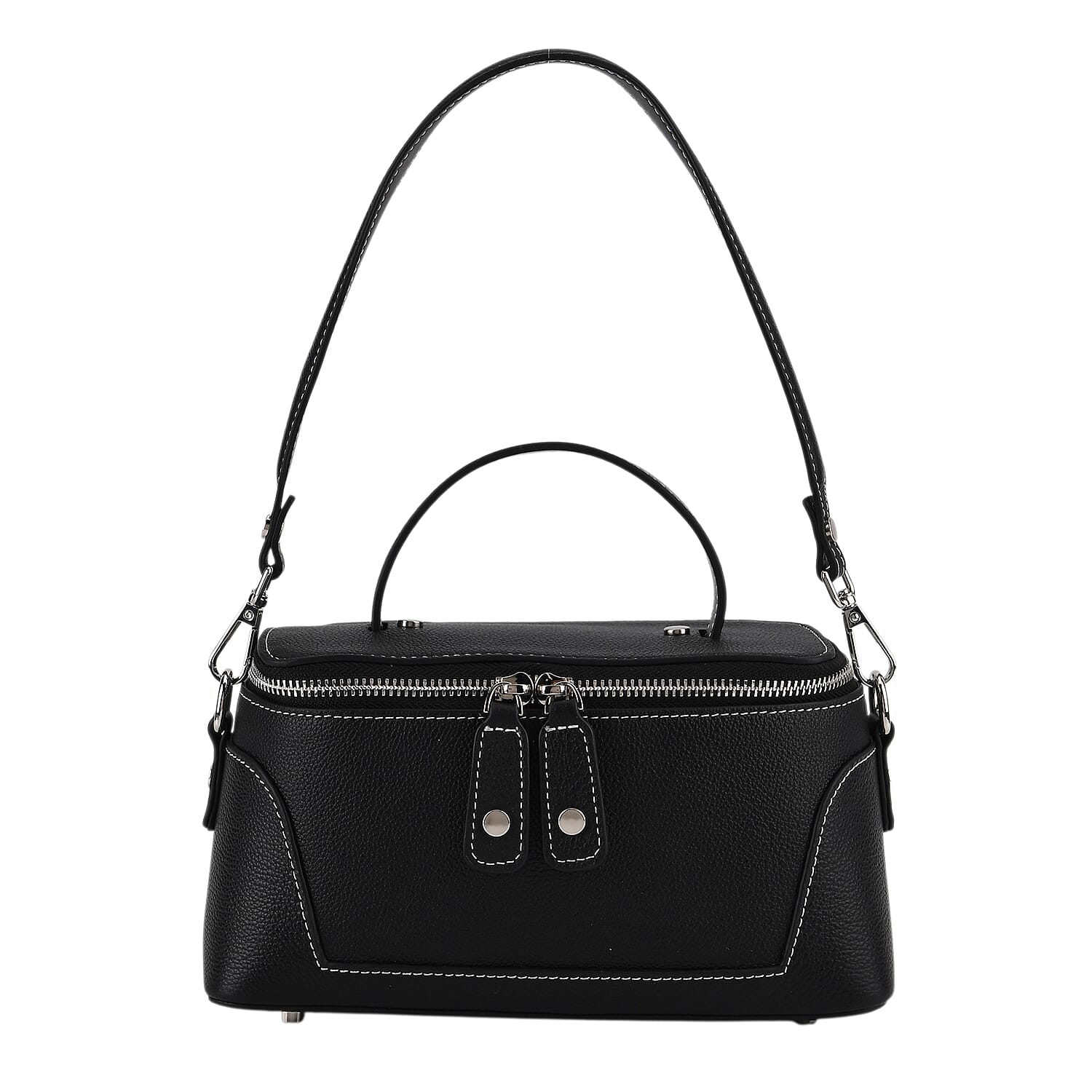 Milan Closeout- Full Grain 100% Genuine Leather Handbag -Black