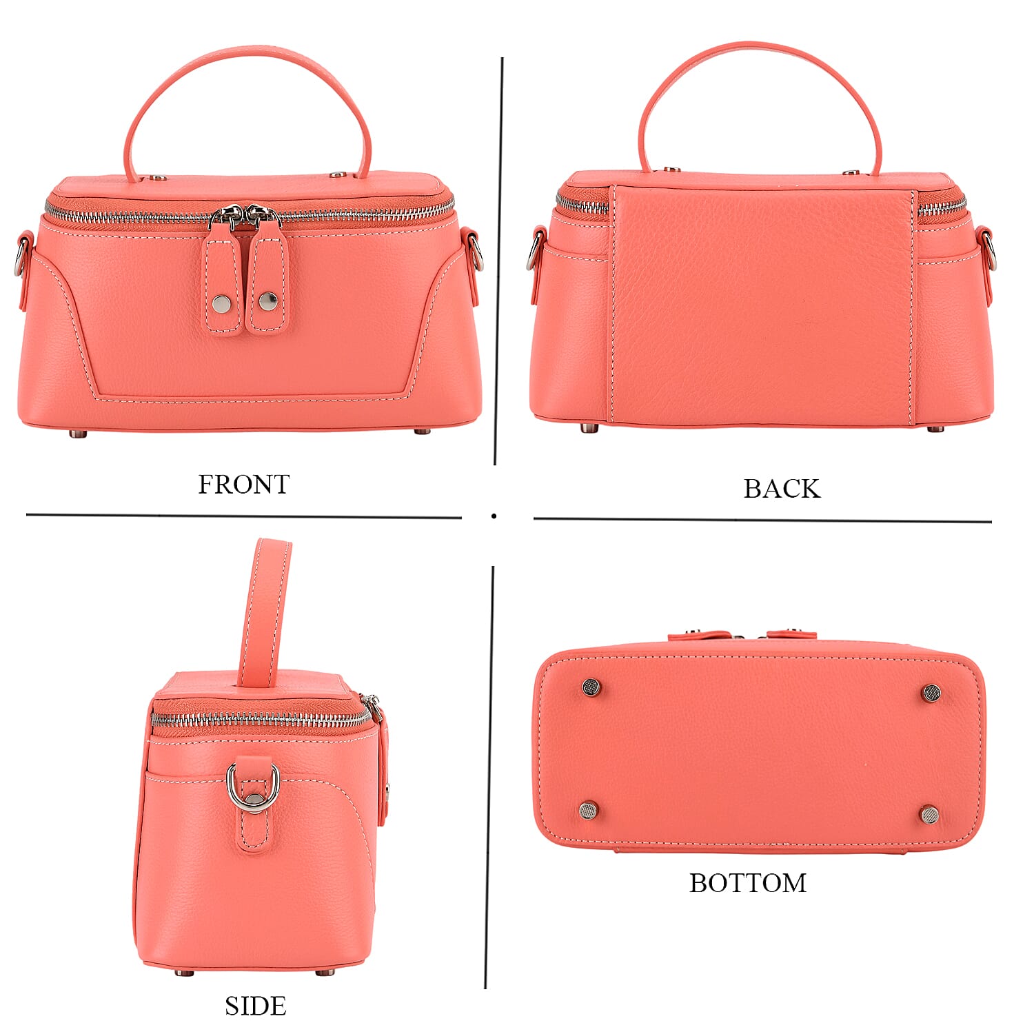 Milan Closeout- Full Grain 100% Genuine Leather Handbag -Coral