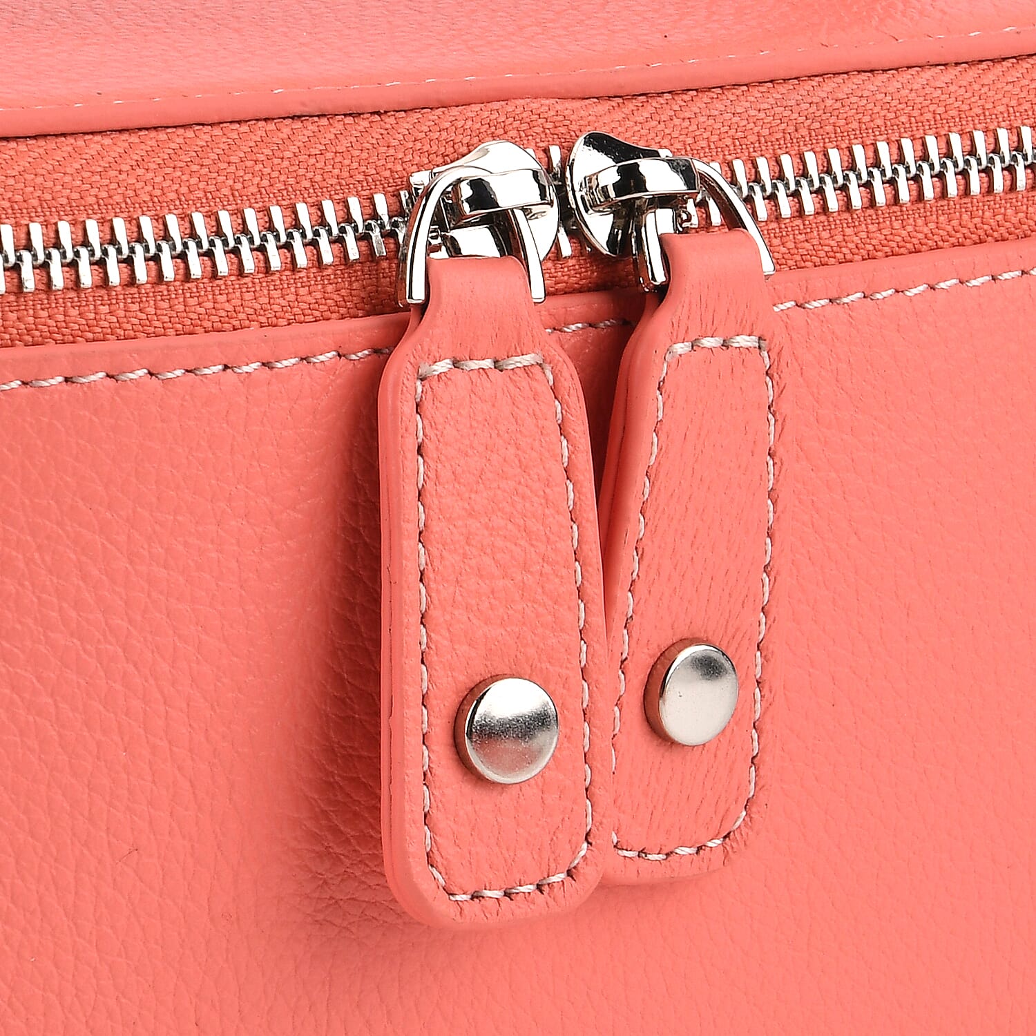 Milan Closeout- Full Grain 100% Genuine Leather Handbag -Coral