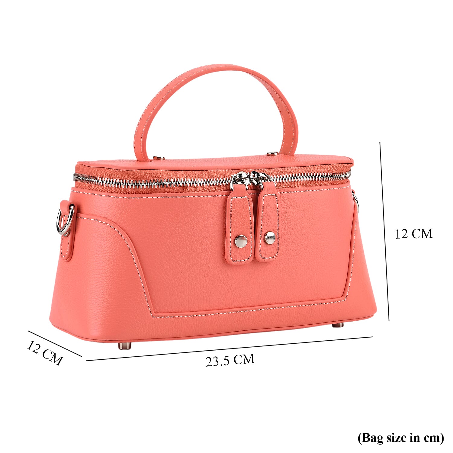 Milan Closeout- Full Grain 100% Genuine Leather Handbag -Coral