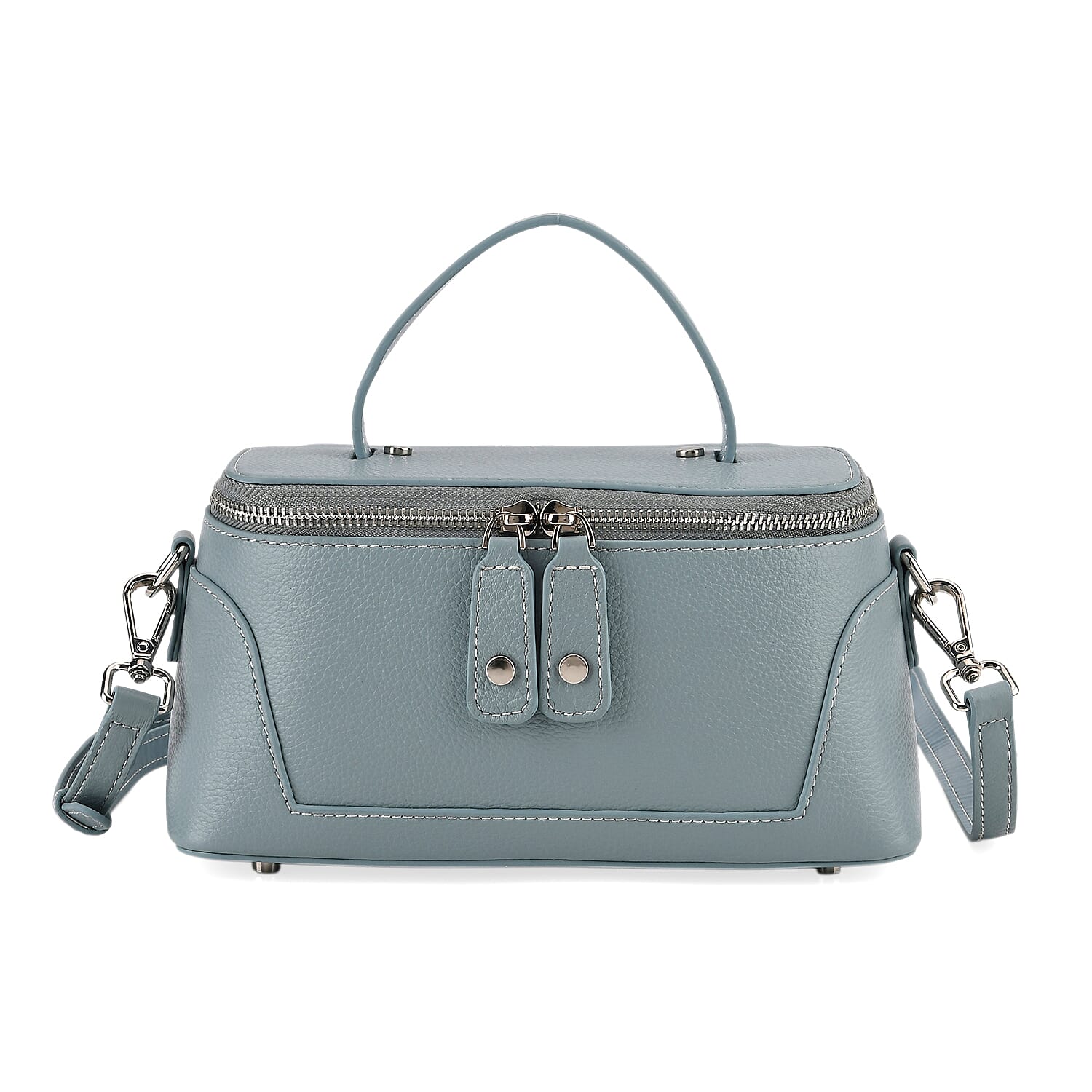 Milan Closeout- Full Grain 100% Genuine Leather Handbag -Grey