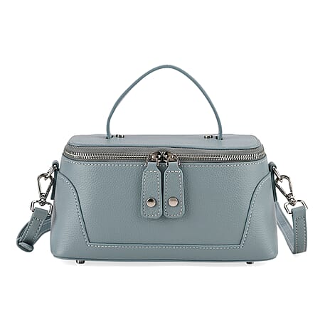 Milan Closeout- Full Grain 100% Genuine Leather Handbag -Grey