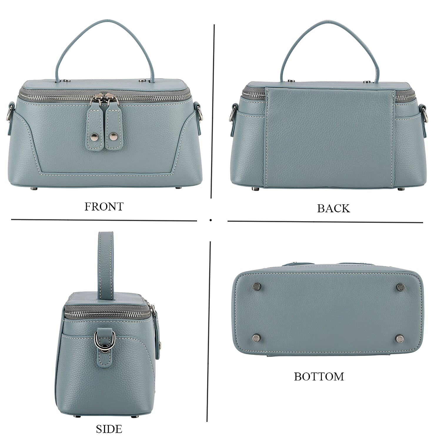 Milan Closeout- Full Grain 100% Genuine Leather Handbag -Grey