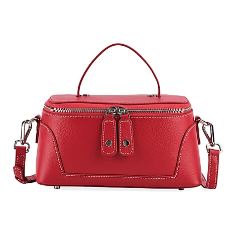 Milan Closeout- Full Grain 100% Genuine Leather Handbag -Red