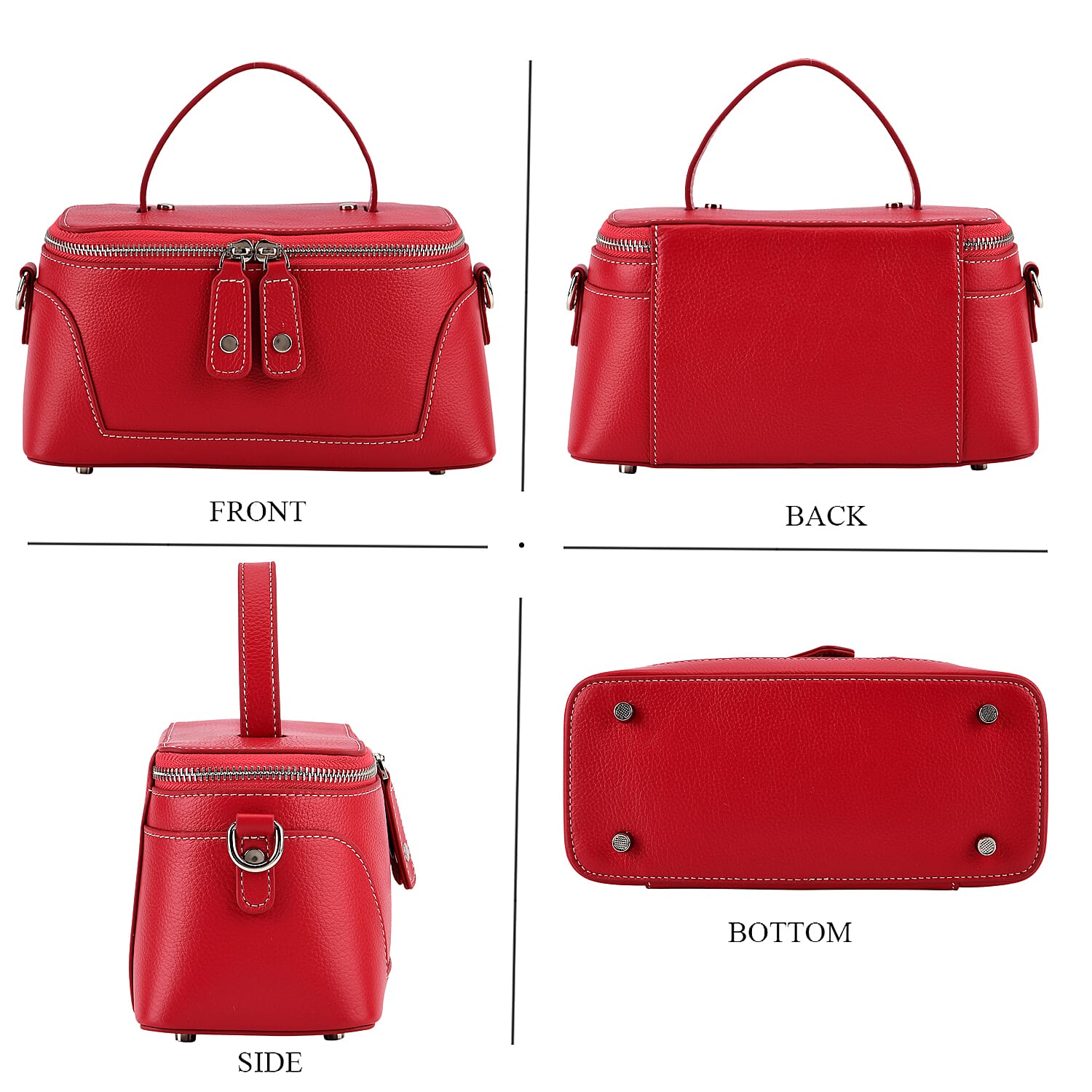 Milan Closeout- Full Grain 100% Genuine Leather Handbag -Red