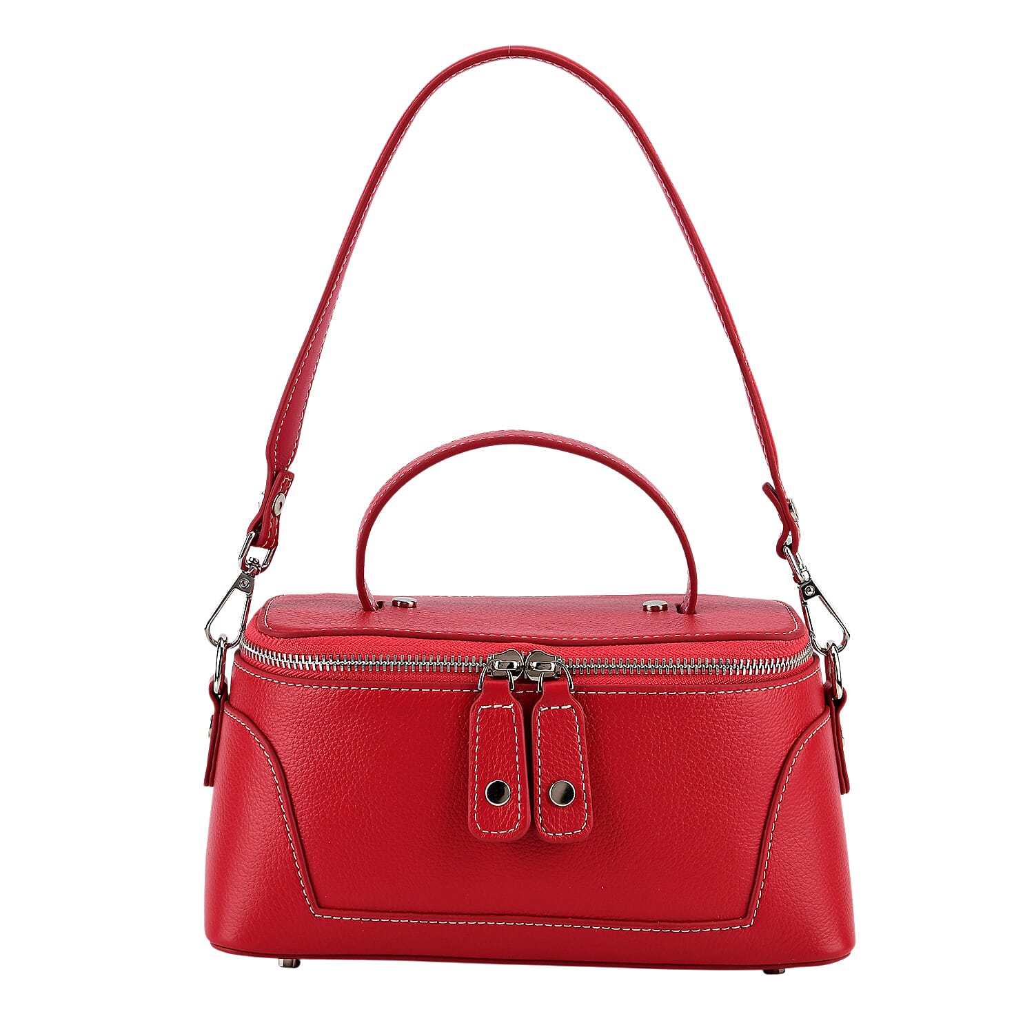 Milan Closeout- Full Grain 100% Genuine Leather Handbag -Red
