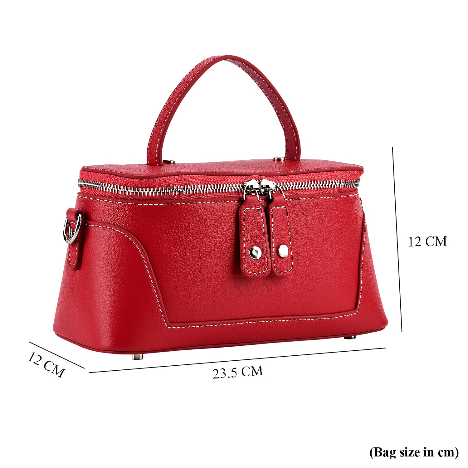 Milan Closeout- Full Grain 100% Genuine Leather Handbag -Red