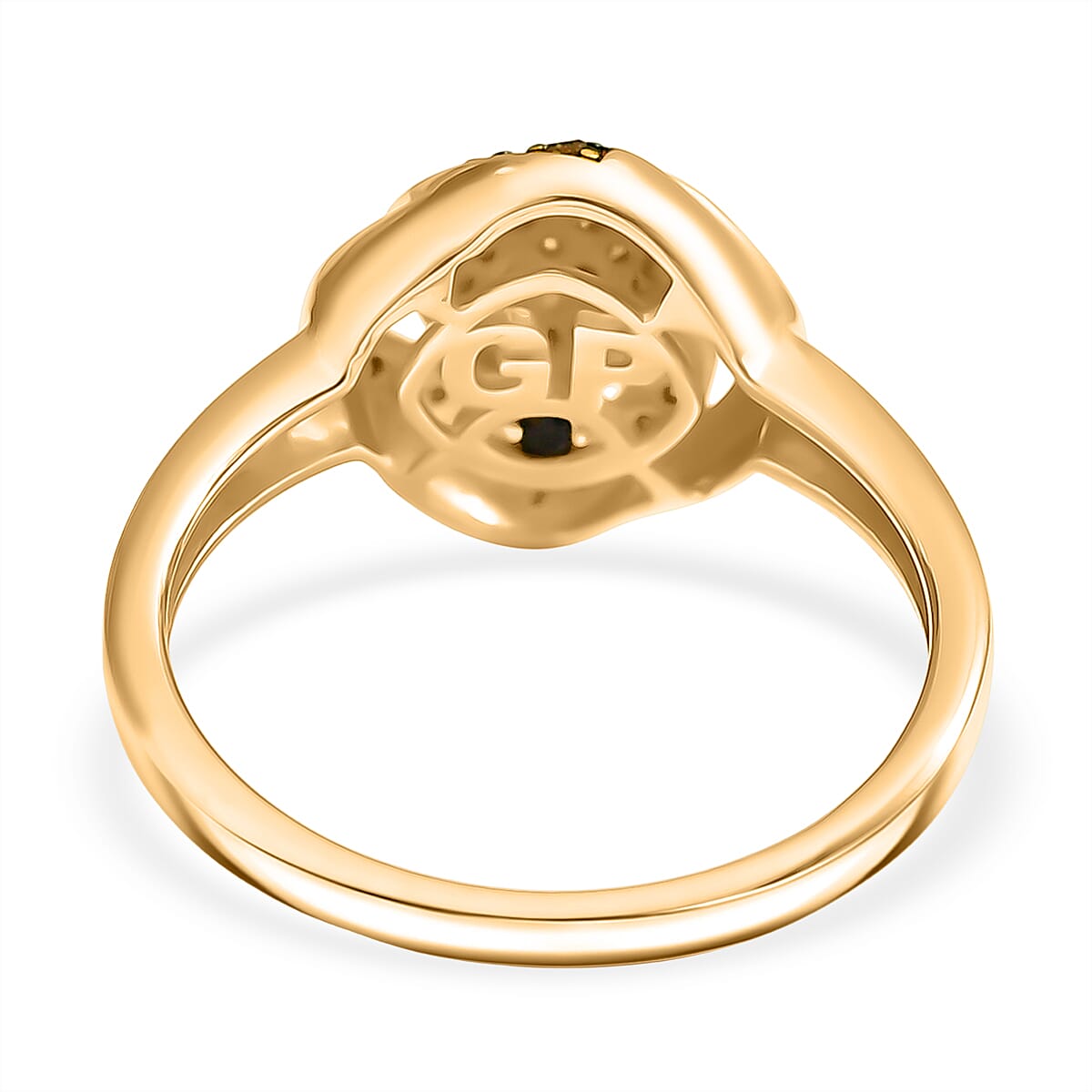 GP Champagne Diamond & Multi Gemstones Ring in 18K Vermeil Yellow Gold Plated Sterling Silver