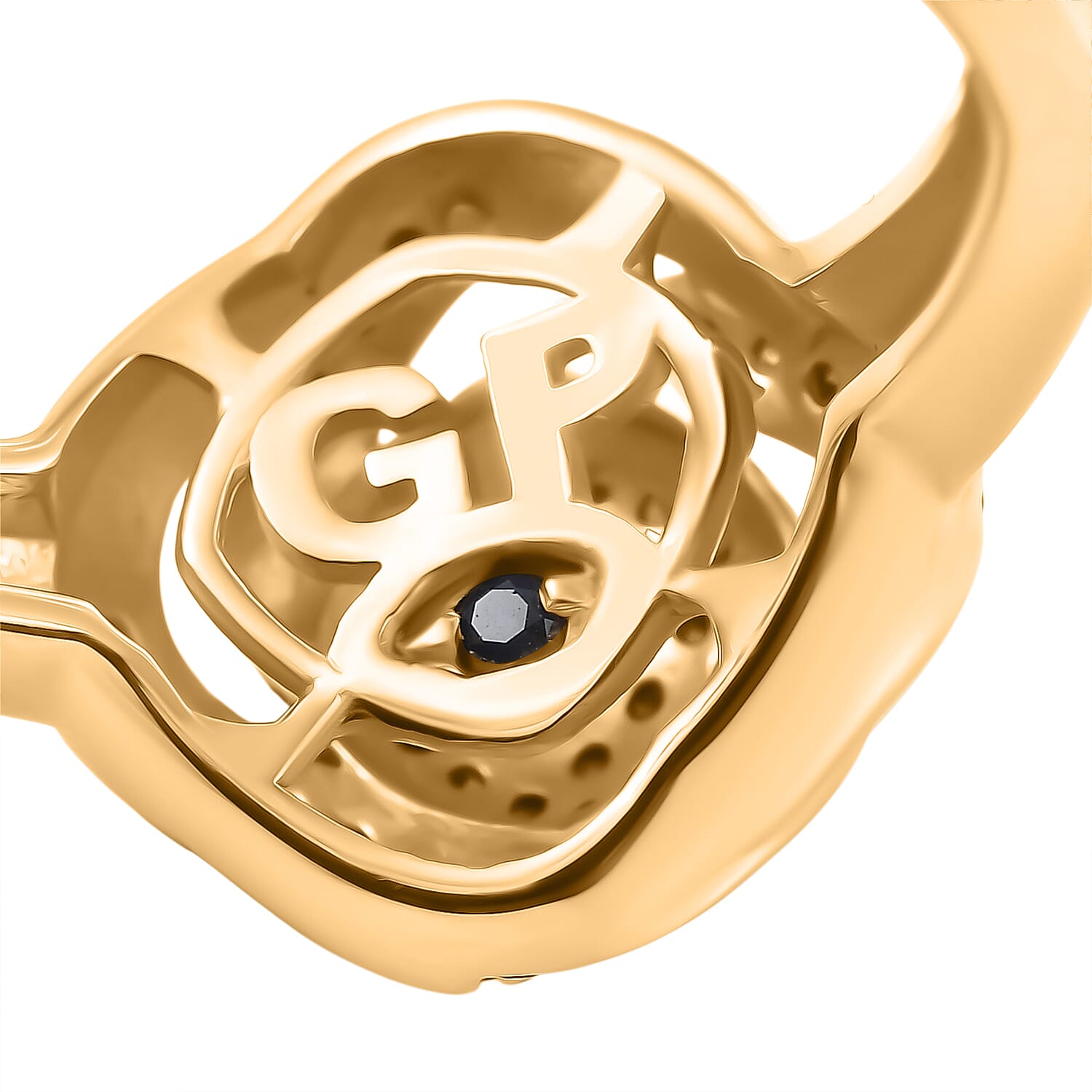 GP Champagne Diamond & Multi Gemstones Ring in 18K Vermeil Yellow Gold Plated Sterling Silver