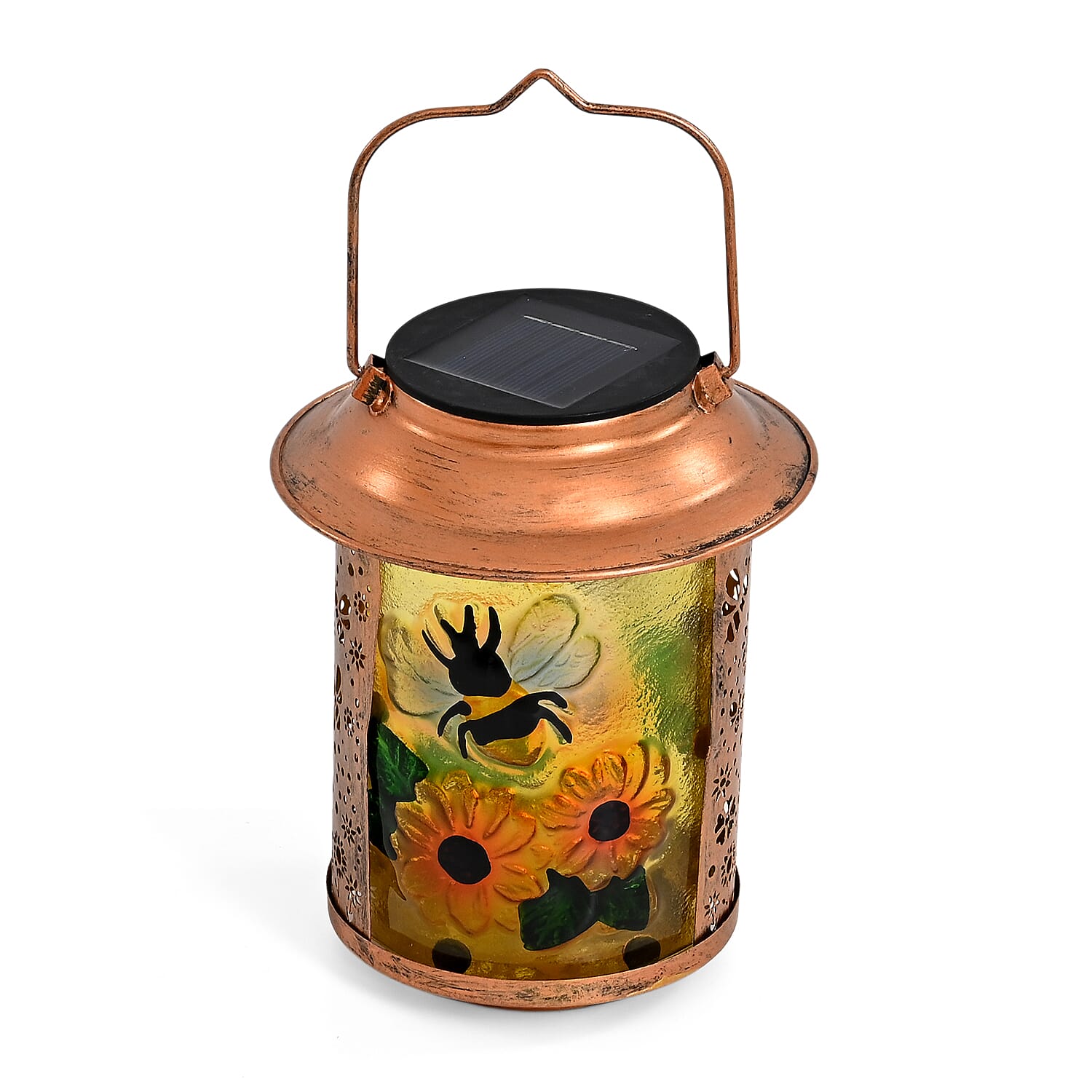 Solar Powered Bee and Sunflower Garden Lantern (14 x 14 x 26 cm) - Multi Colour