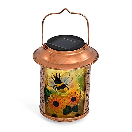 Solar Powered Bee and Sunflower Garden Lantern (14 x 14 x 26 cm) - Multi Colour