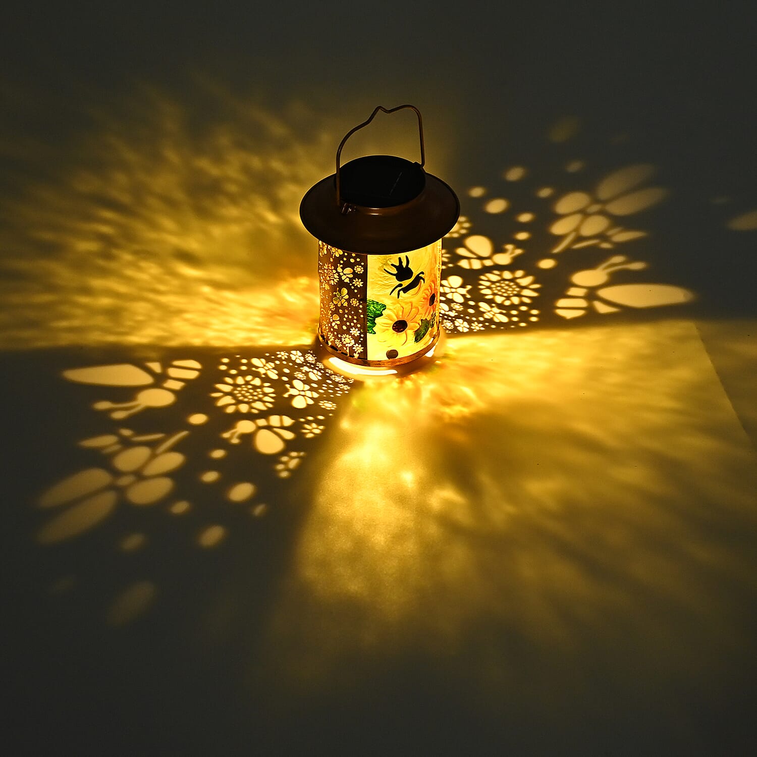 Solar Powered Bee and Sunflower Garden Lantern (14 x 14 x 26 cm) - Multi Colour