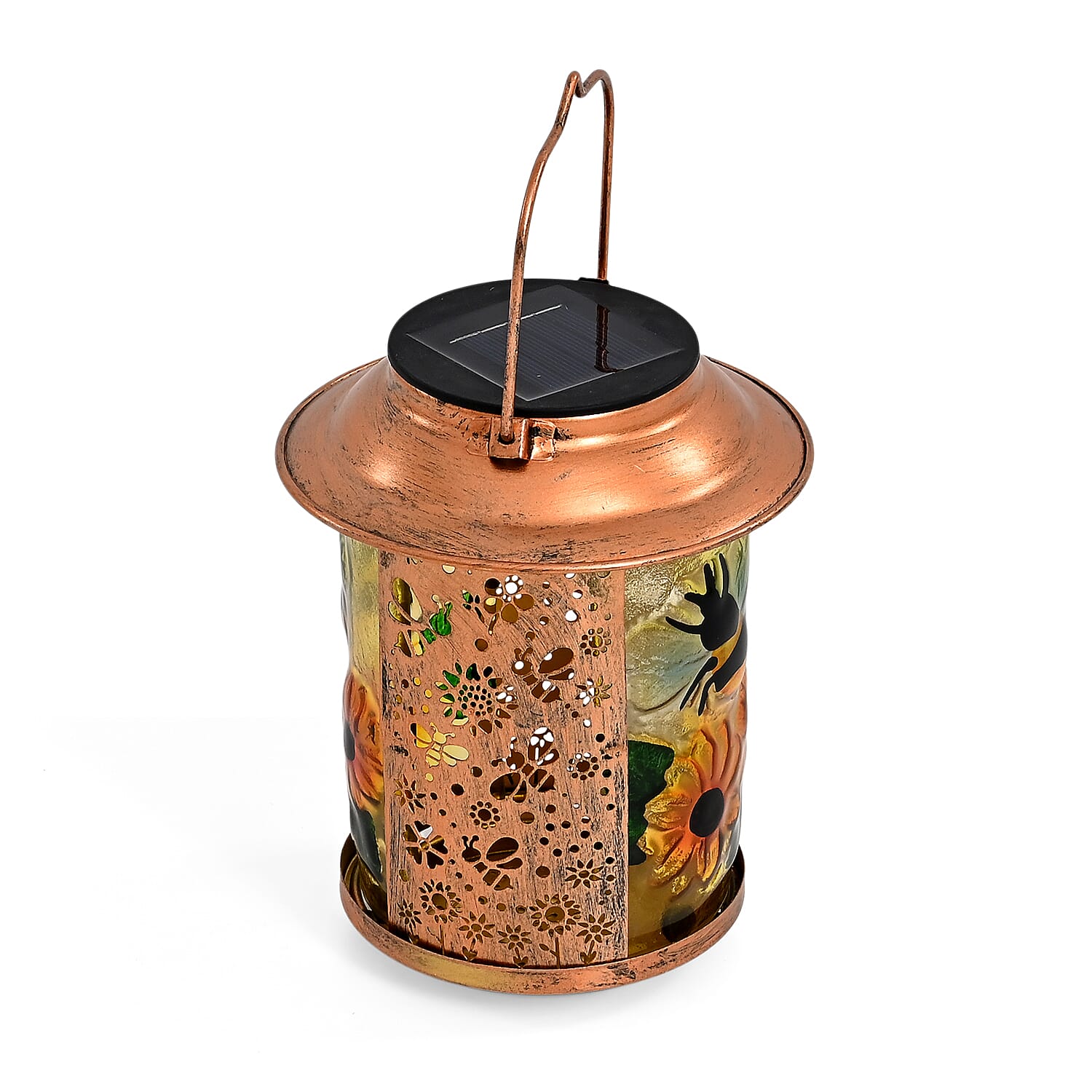 Solar Powered Bee and Sunflower Garden Lantern (14 x 14 x 26 cm) - Multi Colour