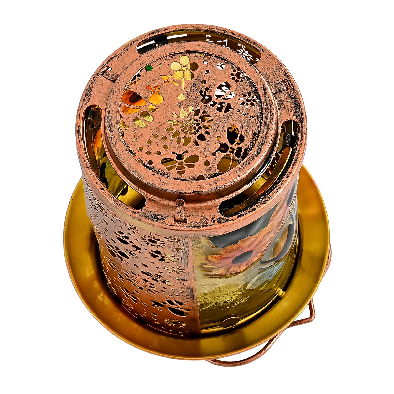 Solar Powered Bee and Sunflower Garden Lantern (14 x 14 x 26 cm) - Multi Colour