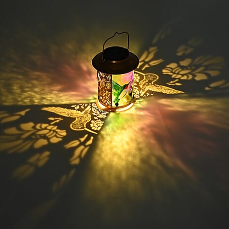 Solar Powered Bird and flower Garden Lantern (14 x 14 x 26 cm) - Multi Colour