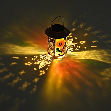 Solar Powered Dragonfly and Sunflower Garden Lantern (14 x 14 x 26 cm) - Multi Colour