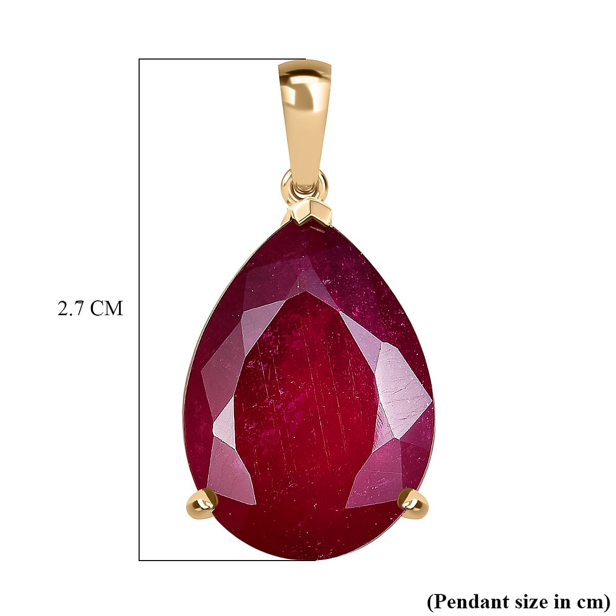 Royal Bali Collection- 9K Yellow Gold African Ruby Solitaire Pendant 17.88 Ct.