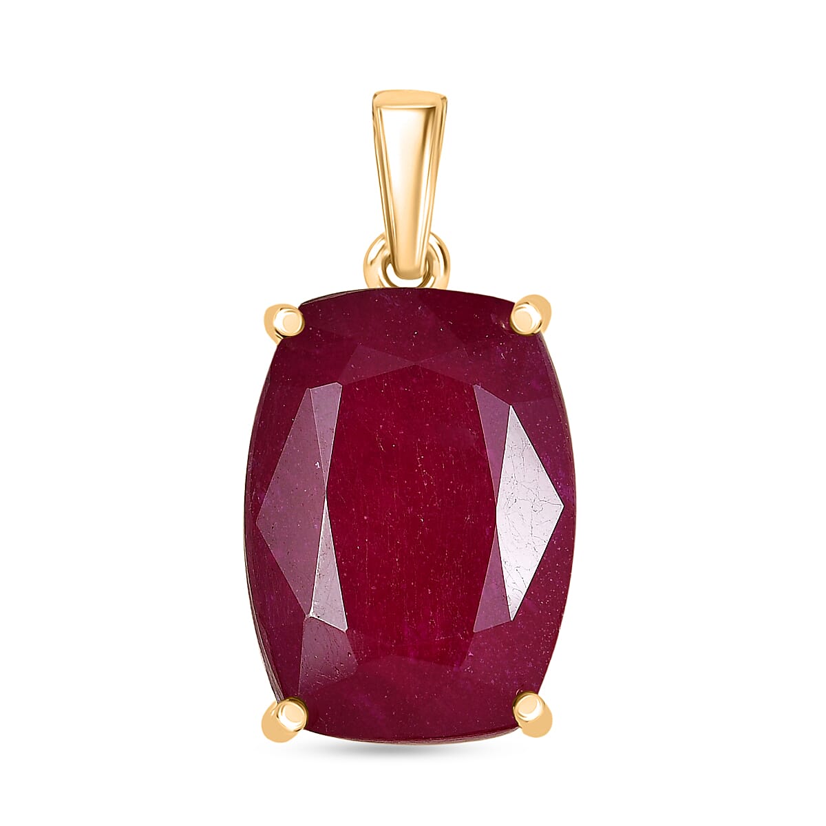 Royal Bali Collection - 9K Yellow Gold African Ruby Solitaire Pendant 22.78 Ct