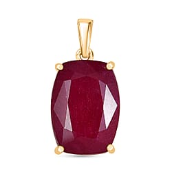 Royal Bali Collection- 9K Yellow Gold African Ruby Solitaire Pendant 17.88 Ct.