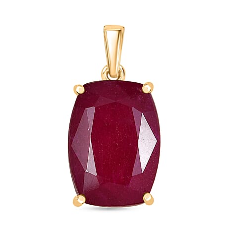 Royal Bali Collection - 9K Yellow Gold African Ruby Solitaire Pendant 22.78 Ct