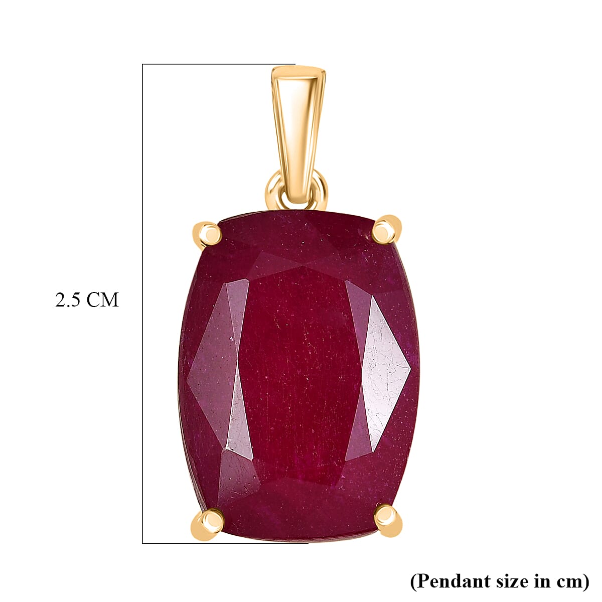 Royal Bali Collection - 9K Yellow Gold African Ruby Solitaire Pendant 22.78 Ct