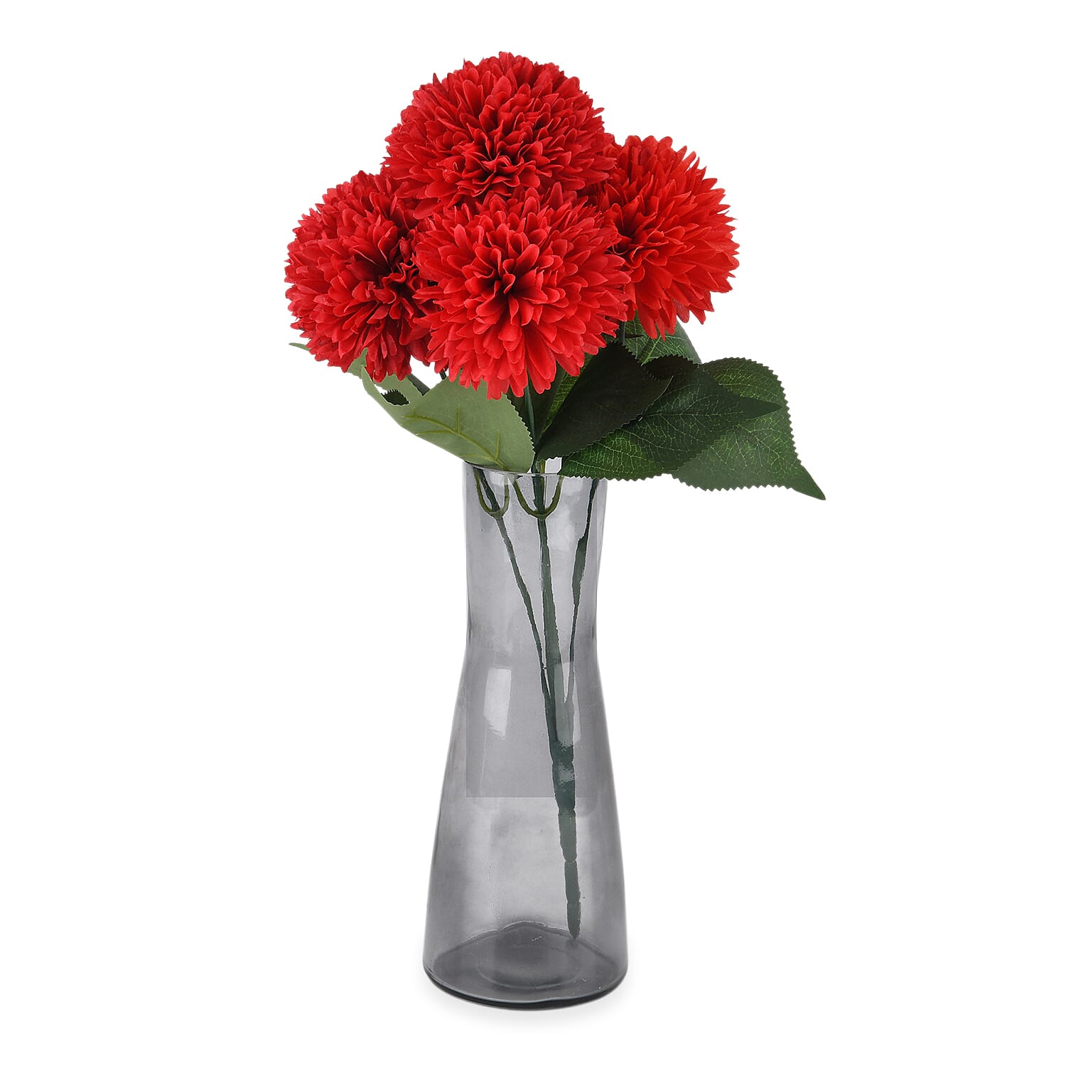 5-Heads Artificial Flower Bouquet (43cm) - Red
