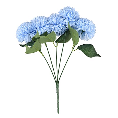 5-Heads Artificial Flower Bouquet (43cm) - Blue