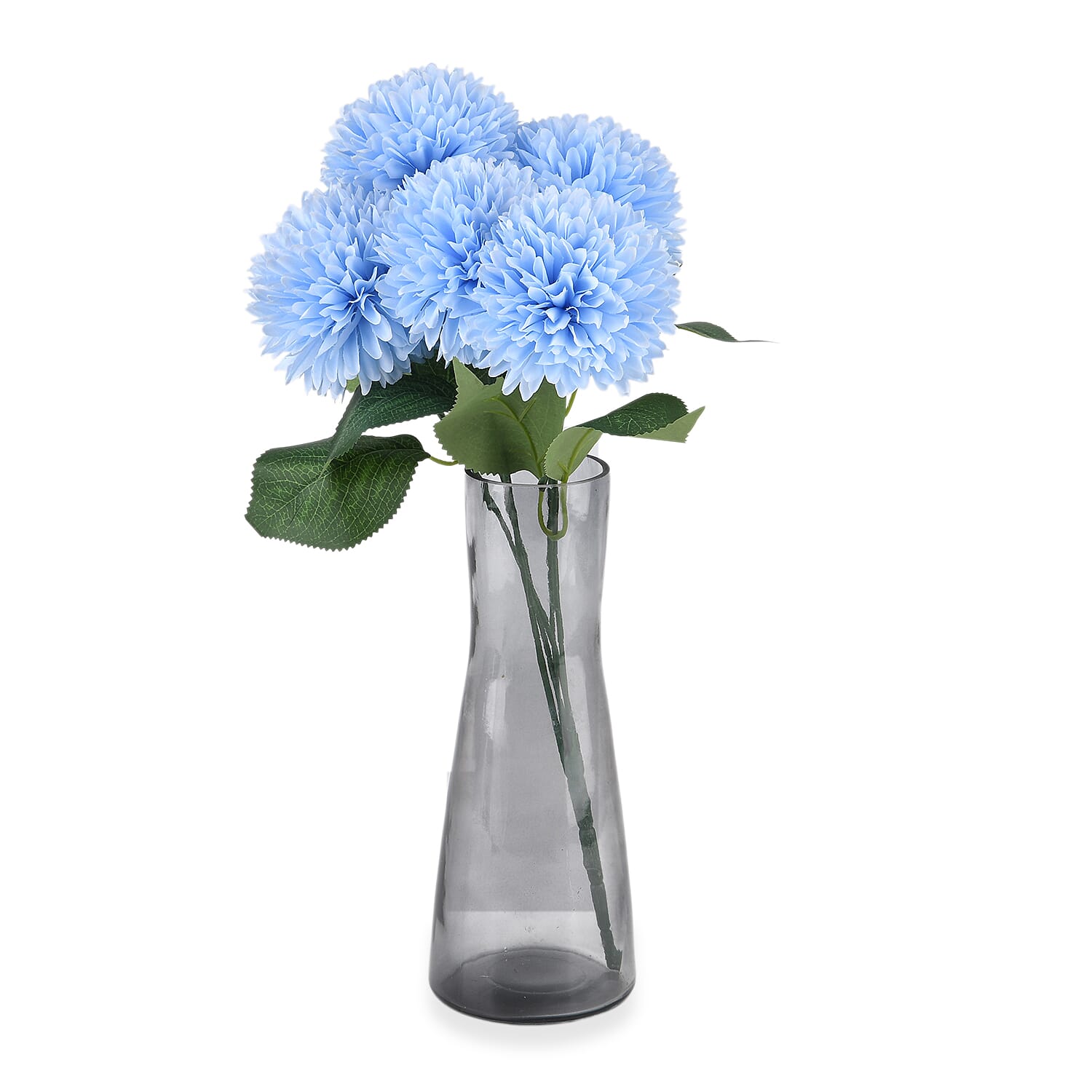 5-Heads Artificial Flower Bouquet (43cm) - Blue