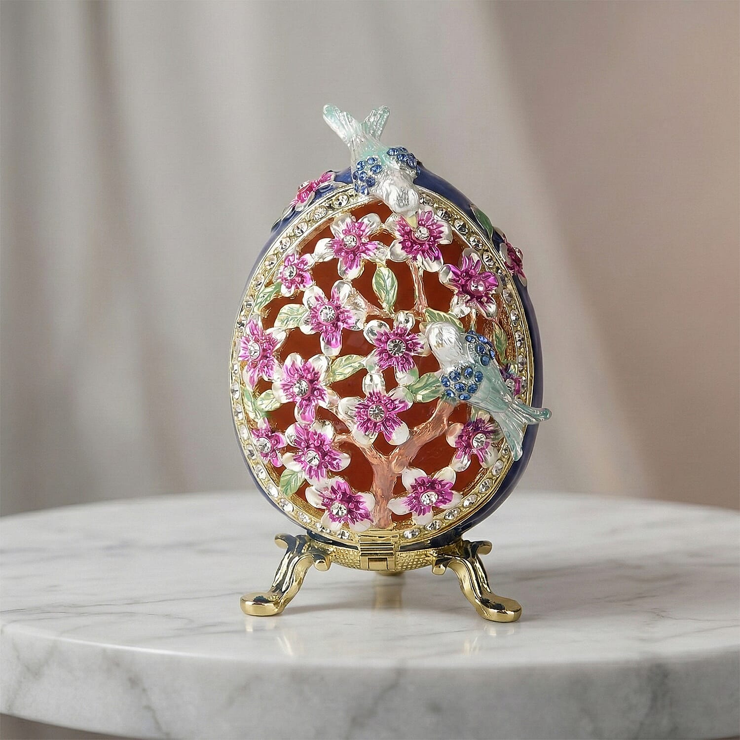 Egg Trinket Box (Size 12x7x1 cm) - Blue & Multicolor