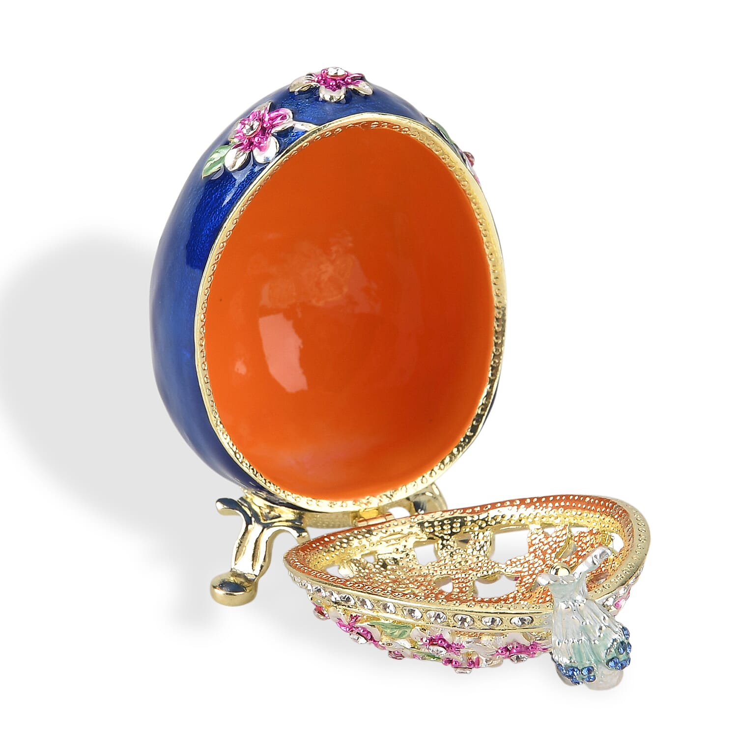 Egg Trinket Box (Size 12x7x1 cm) - Blue & Multicolor