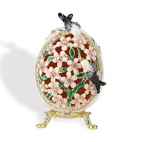 Egg Trinket Box (Size 12x7x1 cm) - White & Multicolor
