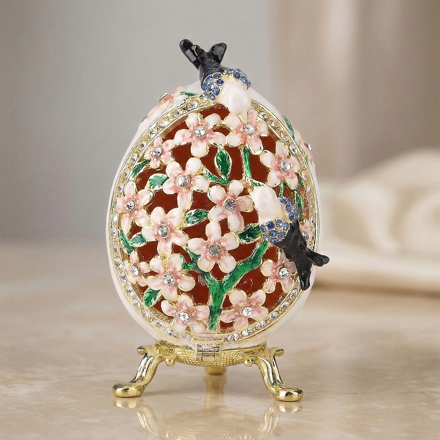 Egg Trinket Box (Size 12x7x1 cm) - White & Multicolor