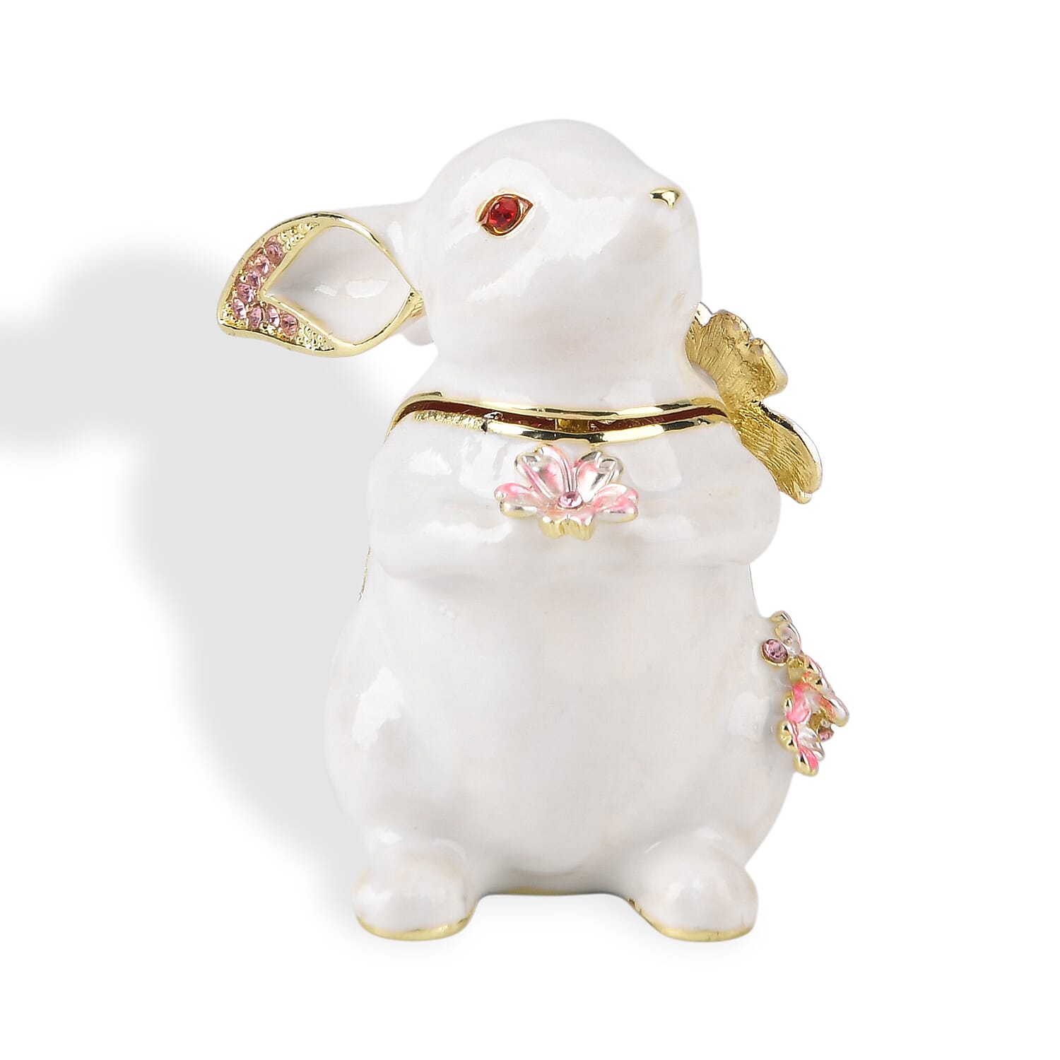 Rabbit Trinket Box (Size 12x7x1 cm) - White & Multicolor