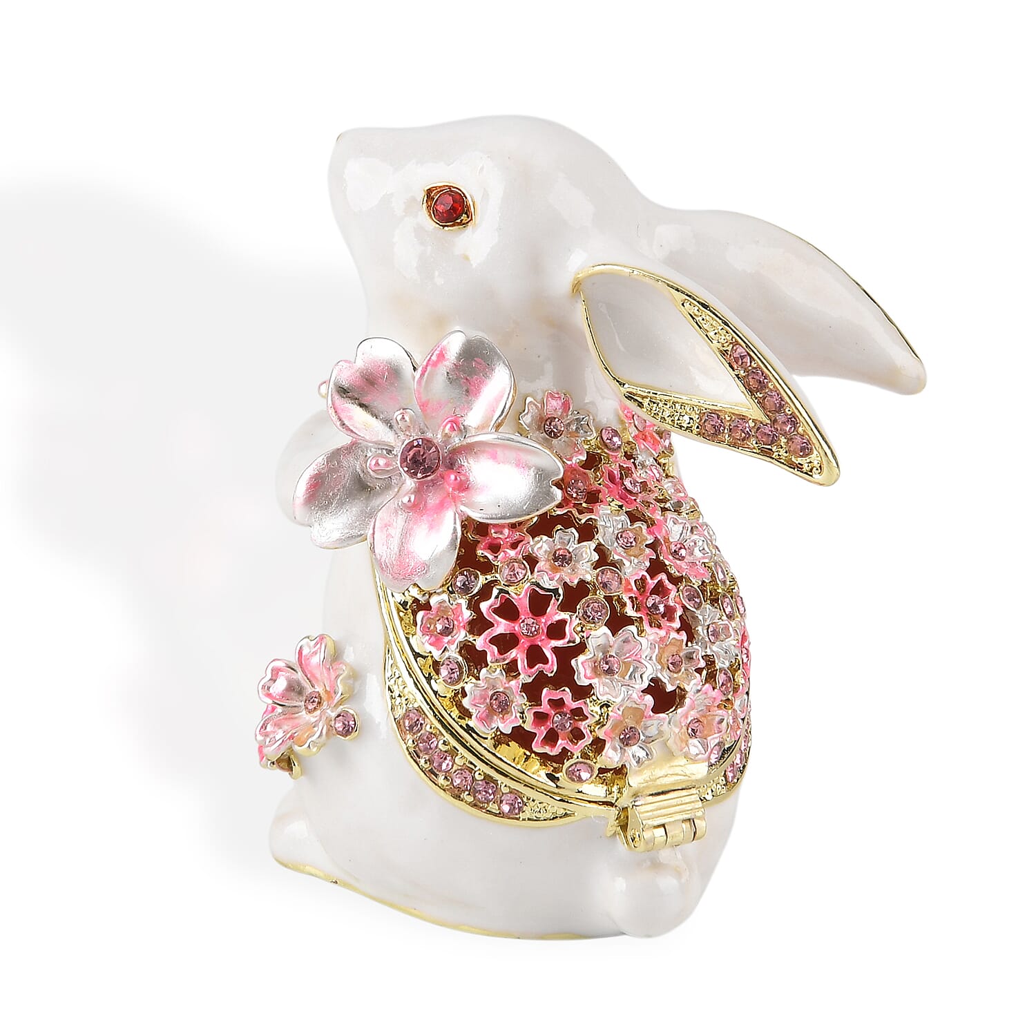 Rabbit Trinket Box (Size 12x7x1 cm) - White & Multicolor