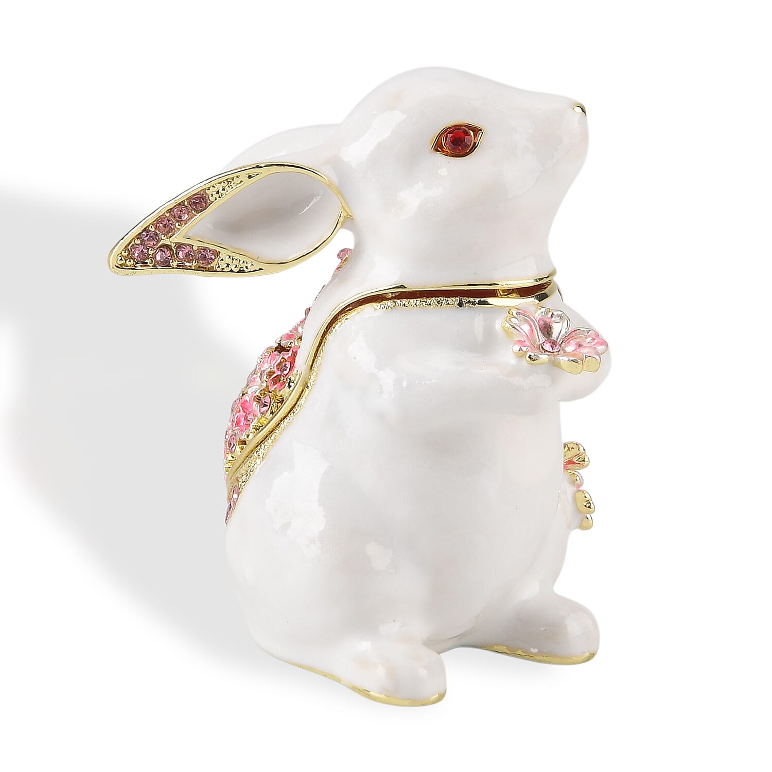 Rabbit Trinket Box (Size 12x7x1 cm) - White & Multicolor
