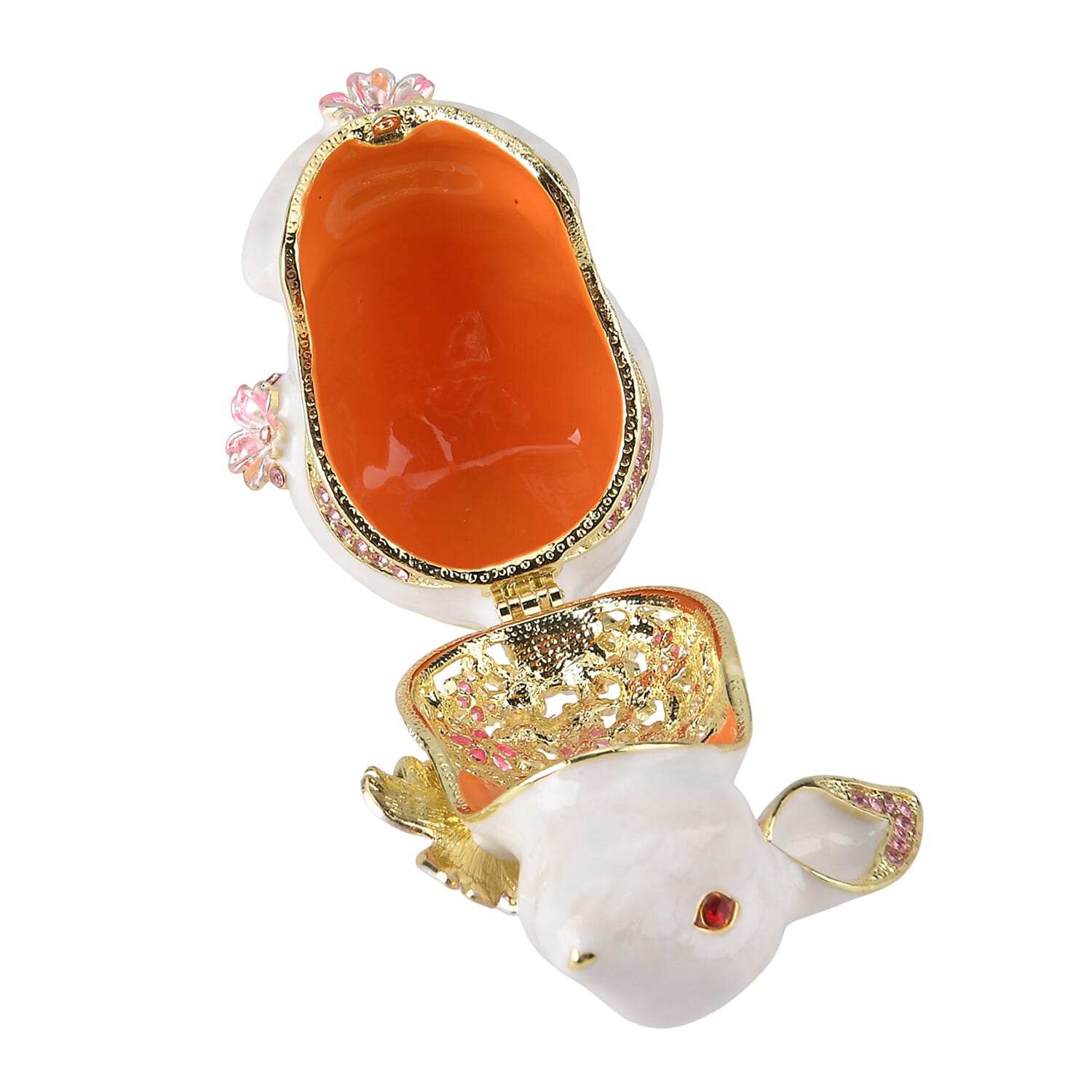 Rabbit Trinket Box (Size 12x7x1 cm) - White & Multicolor