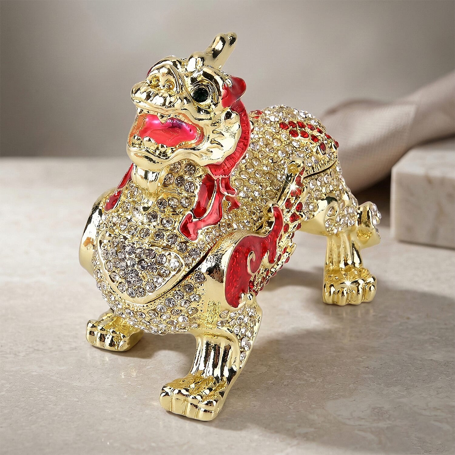 Dragon Trinket Box (Size 12x7x1 cm) - Brown & Multicolor