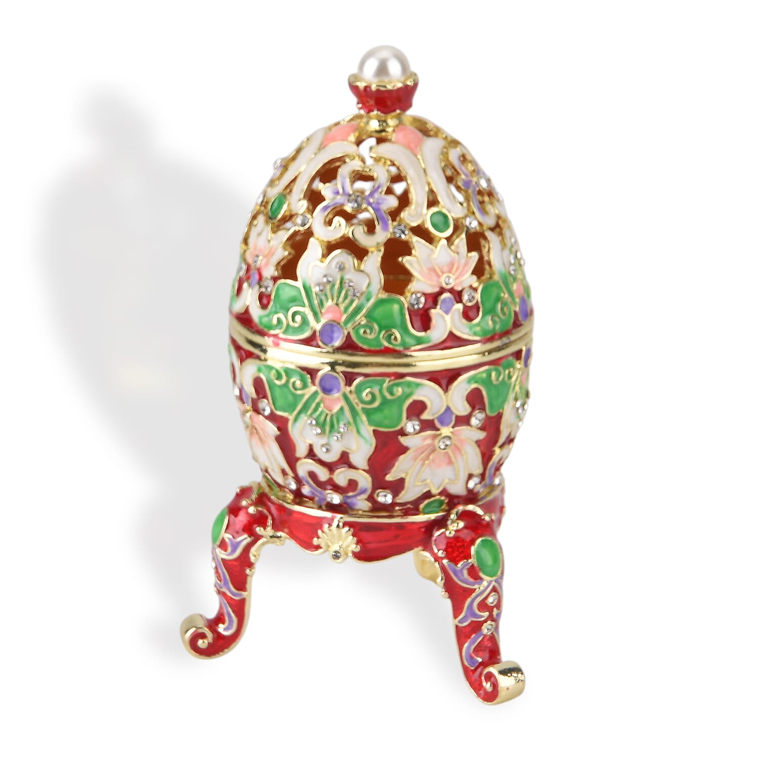 Egg Trinket Box (Size 12x7x1 cm) - Red & Multicolor