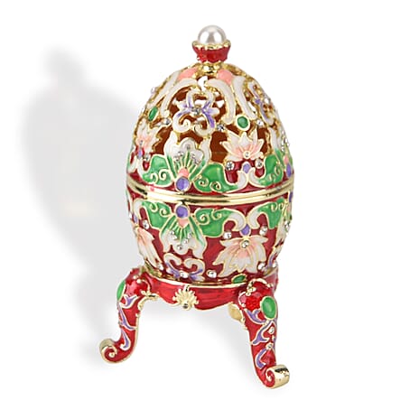 Egg Trinket Box (Size 12x7x1 cm) - Red & Multicolor