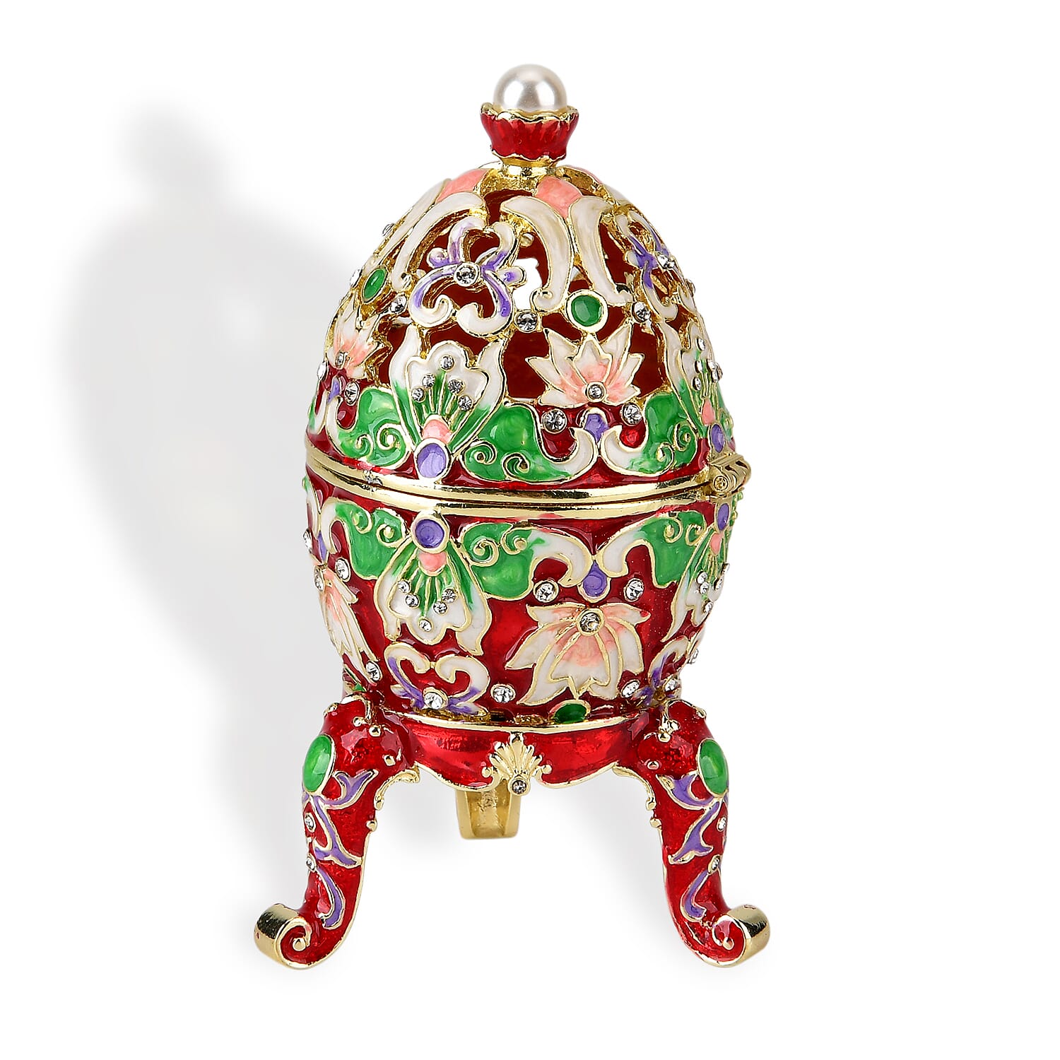 Egg Trinket Box (Size 12x7x1 cm) - Red & Multicolor