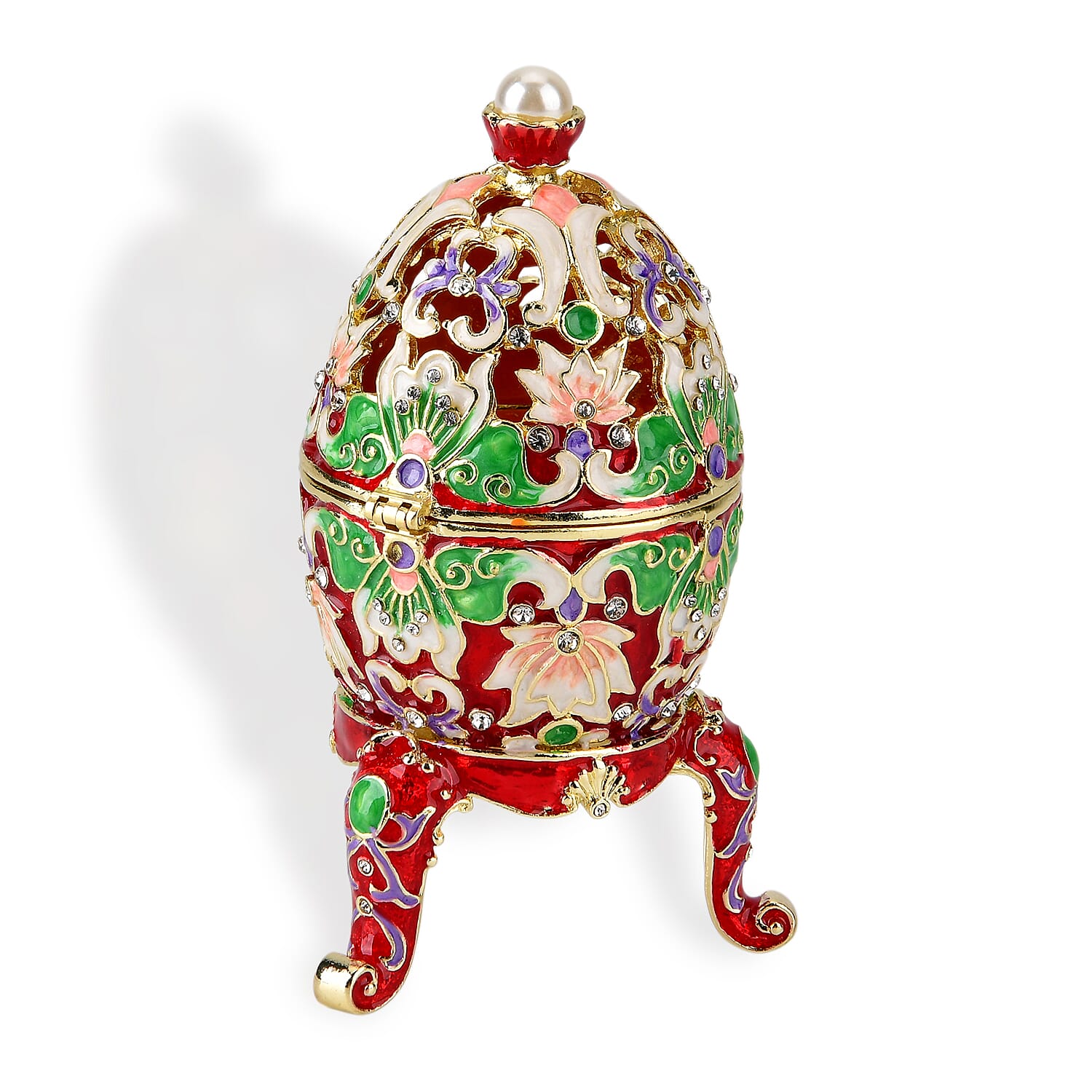 Egg Trinket Box (Size 12x7x1 cm) - Red & Multicolor