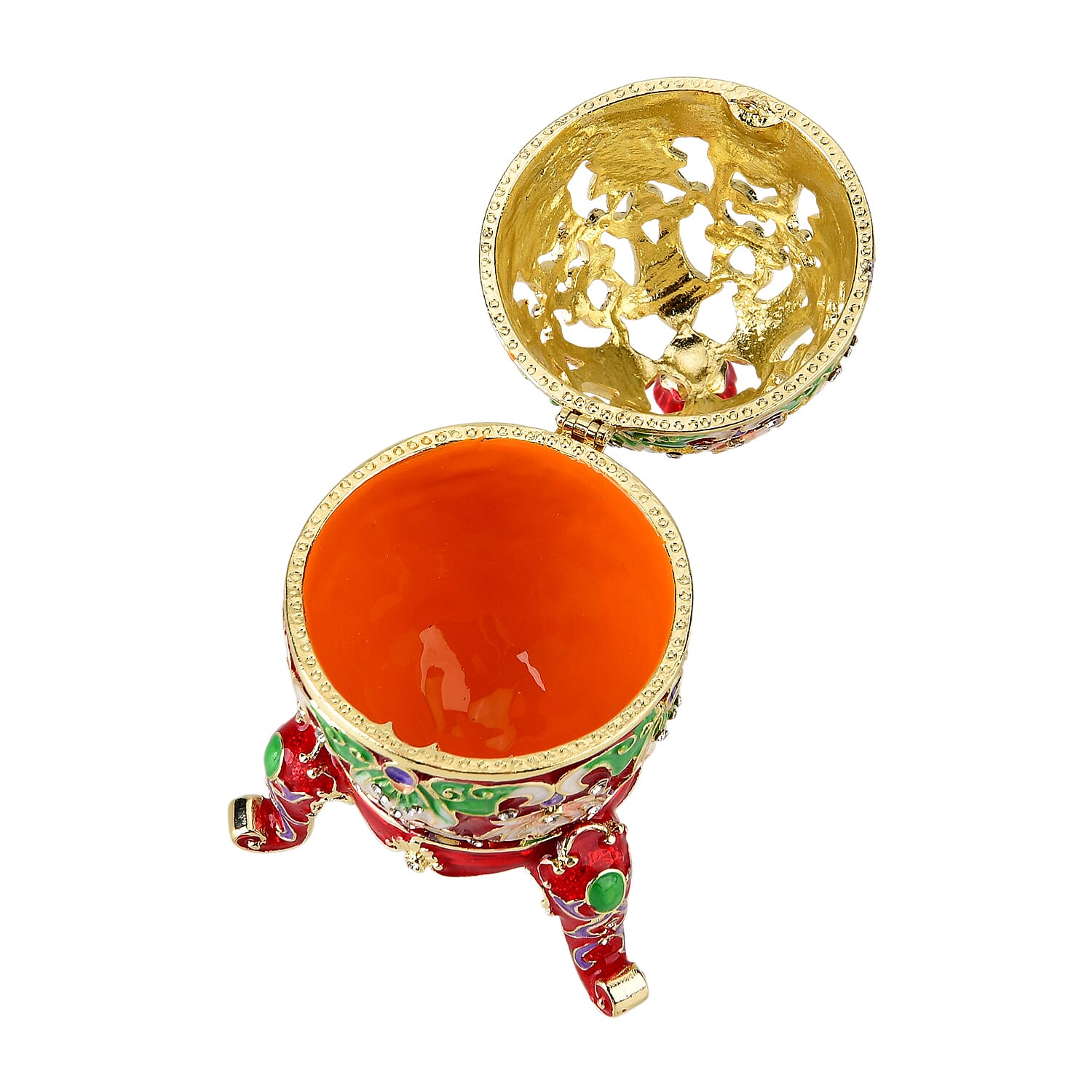 Egg Trinket Box (Size 12x7x1 cm) - Red & Multicolor
