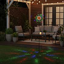 Solar Powered Garden Kinetic Wind Spinner Stake (140cm) - Multi Colour
