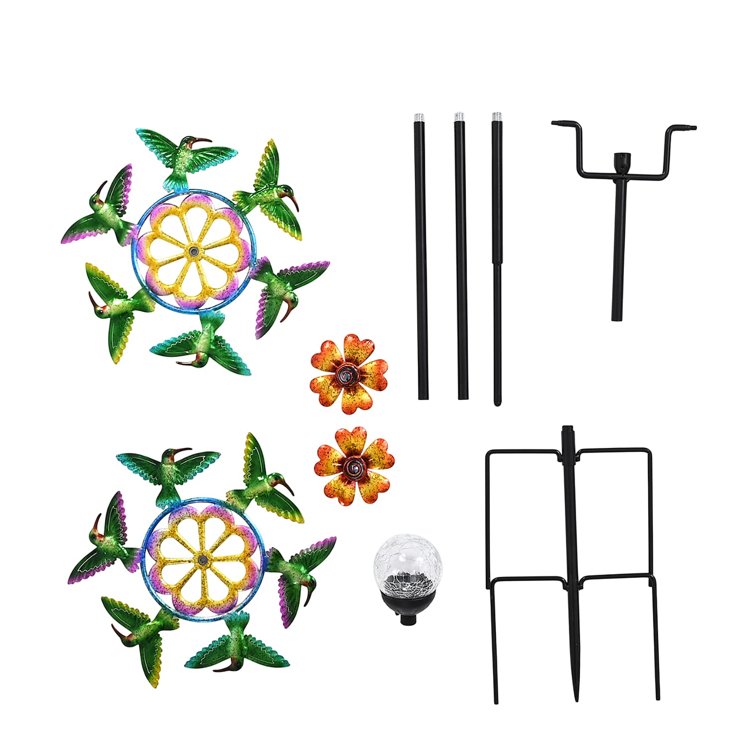 Solar Powered Garden Kinetic Wind Spinner Stake (140cm) - Green